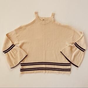 Anthropologie | Knitted & Knotted Cold Shoulder Bell Sleeve Sweater GUC S
